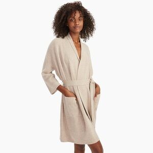 Naadam Recycled Cashmere Waffle Robe in Oatmeal